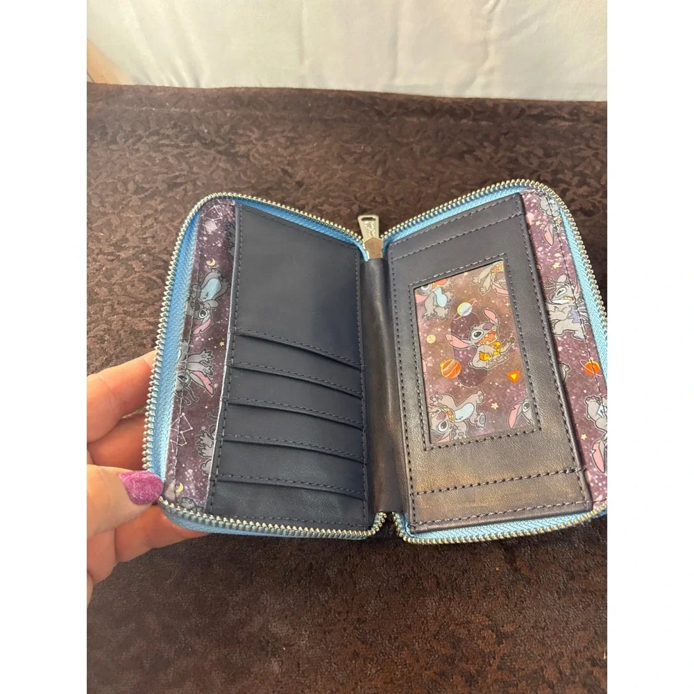 Disney Loungefly Lilo and Stitch Space Adventure Zip Wallet Navy Blue‎ Kids